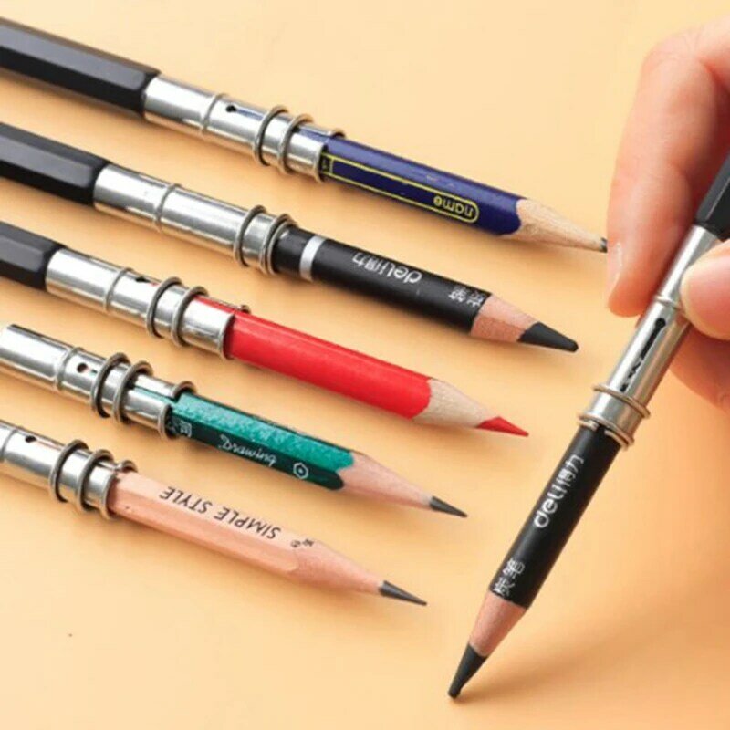 Ajustável dupla cabeça lápis extensor titular, esboço, escola, escritório, arte, escrever ferramenta
