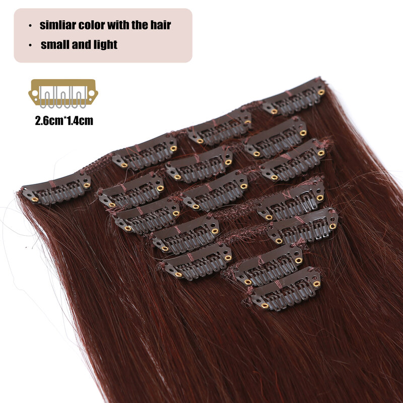 HAIRCUBE ekstensi rambut lurus panjang dengan klip 7 buah/Set 24 inci rambut palsu Ombre sintetis hitam coklat tahan panas