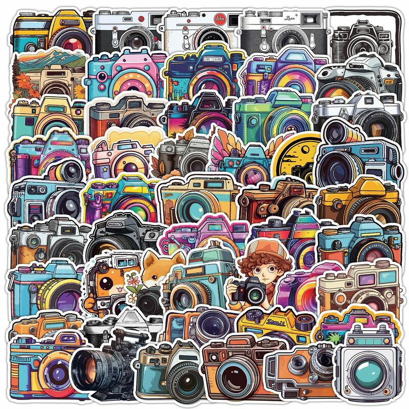50 Stuks Retro Camera Serie Graffiti Stickers Geschikt Voor Laptop Helmen Desktop Decoratie Diy Stickers Speelgoed Groothandel