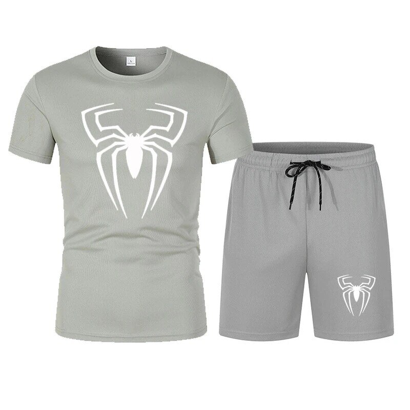 Ropa deportiva para hombre, camiseta de manga corta y pantalones cortos, conjunto de 2 piezas de secado rápido, moda de verano, novedad de 2024