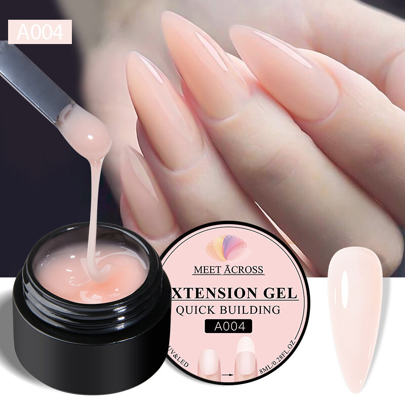 MEET ACROSS-Gel de uñas de extensión rápida, esmalte de uñas semipermanente UV, herramientas de manicura, color blanco leche y Nude, 8ML