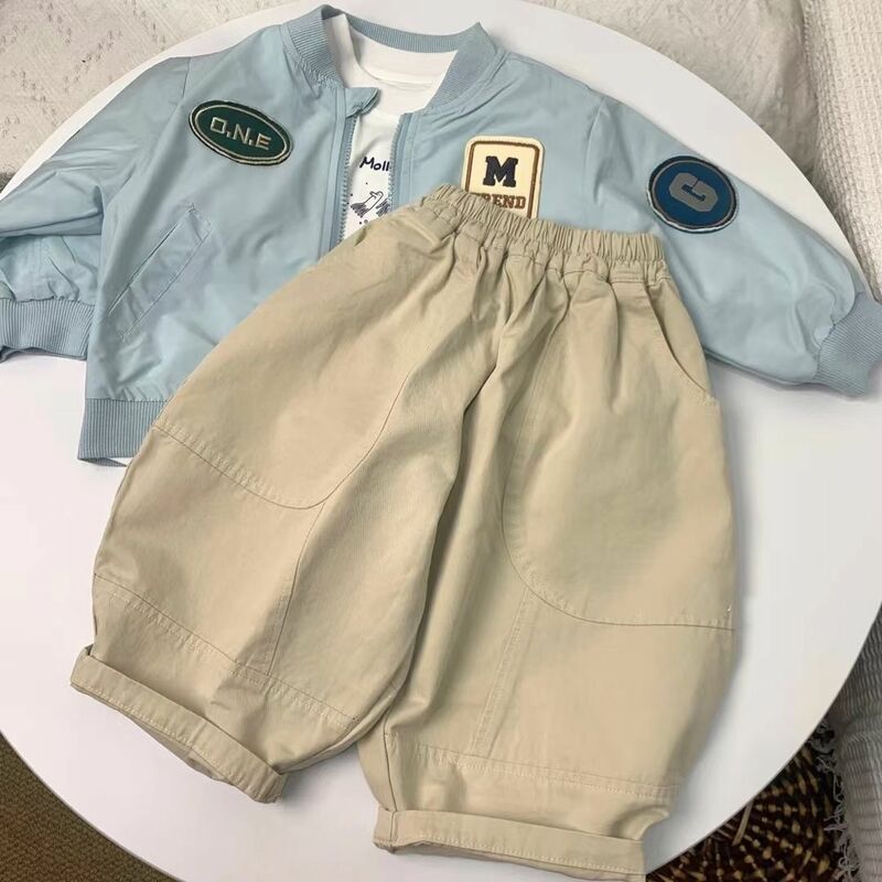 Spring Boys Cotton Jackets Kids Baseball Uniform Outerwear Toddler Children Loose Zipper Coat Baby Autumn Casual Long Sleeve Top