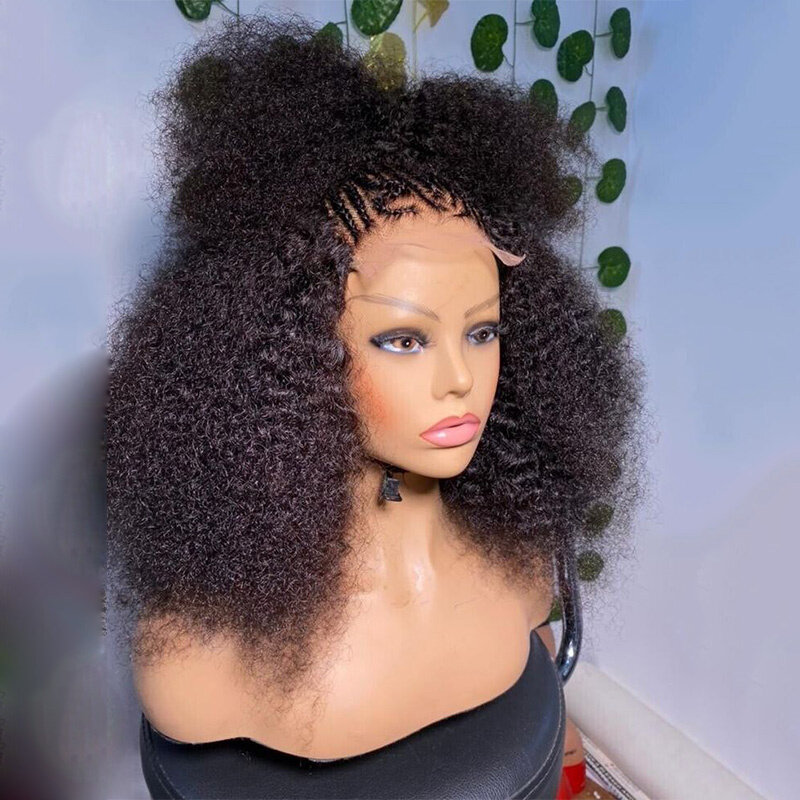 Soft 180Density Glueless Naural Black Long 26“ Kinky Curly Lace Front Wig For Women BabyHair Preplucked Heat Resistant Daily