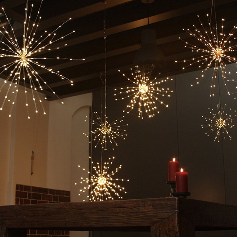Outdoor Indoor LED String Lamp IP65 8 Modes Hanging Starburst Firework Fairy String Light Xmas Backyard Decoration Lamp