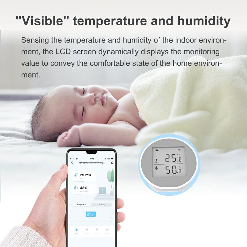 Zigbee Tuya Sensor kelembaban, pengukur suhu dalam ruangan higrometer layar LCD aplikasi hidup pintar baterai atau bertenaga USB