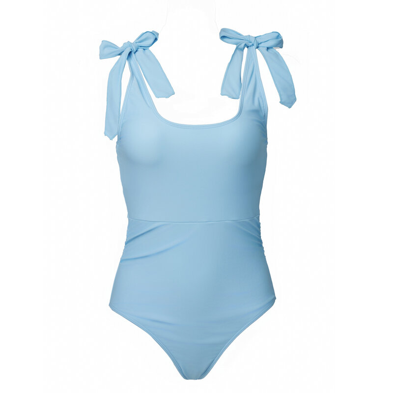 2024 LANSWE One Piece Women Swimwear Solid Color Swimsuit for Women Sexy Bikini Set with Cover Up  Beachwear for Girls Op025
