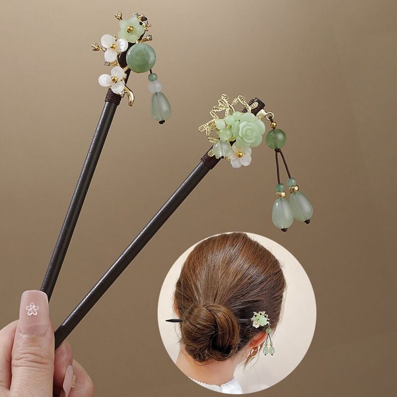 Handmade Tassel Hair Sticks Fashion Exquisite Flowers Bundled Hair Pin Retro Style Headwear
