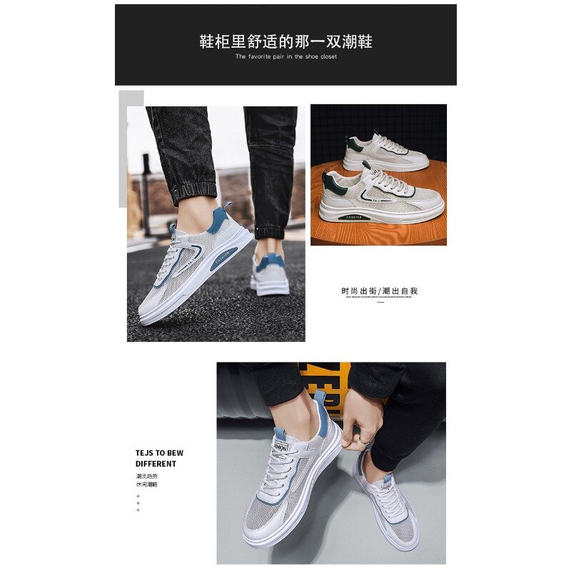 2024 New Small White Sneakers Summer Breathable Mesh Hollow Mesh Sports Casual Wear-resistant Shoes Men's Trendy Shoes