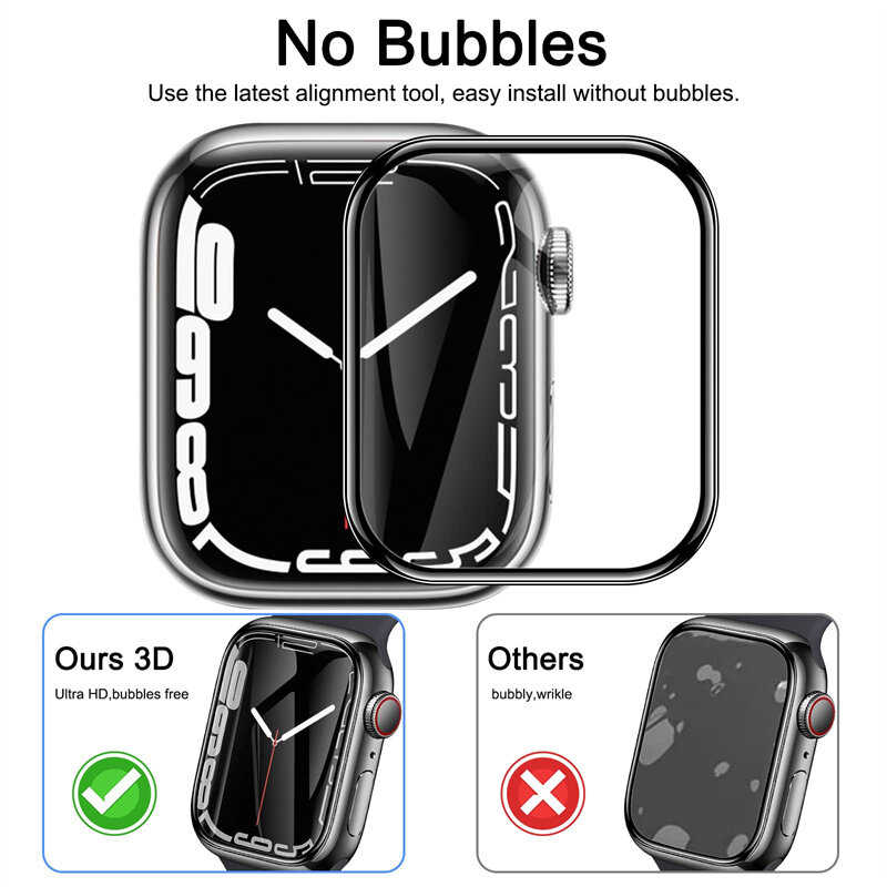 3D ป้องกันหน้าจอสำหรับ Apple นาฬิกา Series 7 41มม.45มม.42มม./38มม.กระจกนิรภัยอุปกรณ์ Iwatch 6 5 4 3 Se 40มม.44มม.