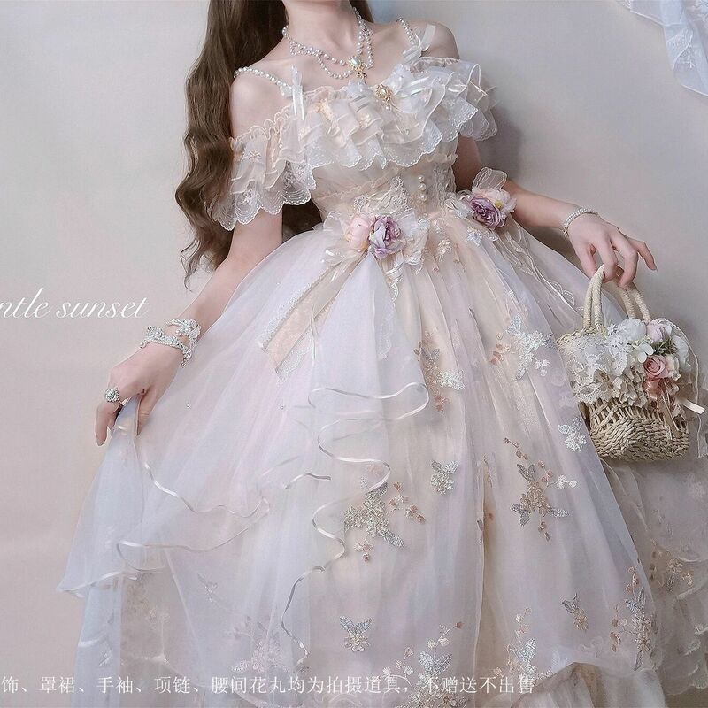 Vestido elegante de flores bordadas para mujer, ropa de fiesta de princesa JSK, flores, Dios, Flora, Lolita, precioso, dulce, Verano