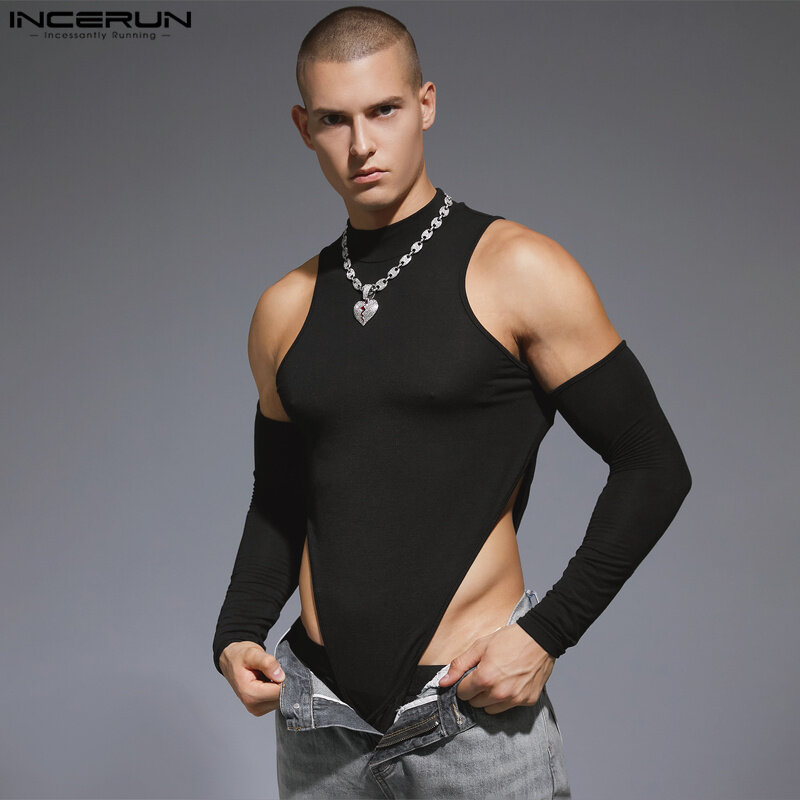 Sexy neue Herren Bodysuit Mode hohl solide Stram pler lässig Party zeigt männlich heiß verkaufen Langarm Bodys S-3XL Incerun 2023