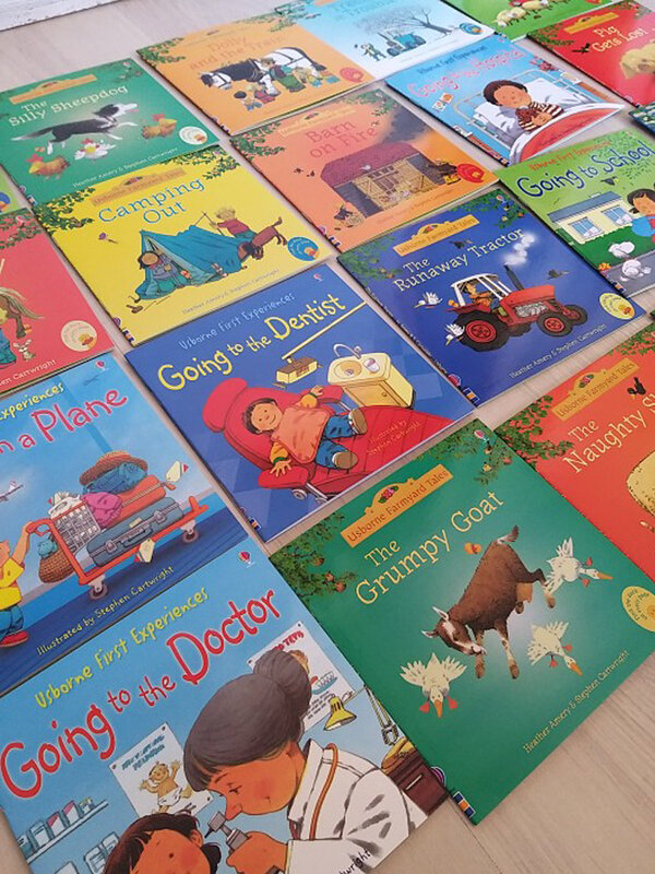 Libros de imágenes de Usborne para niños, cuentos famosos en inglés, libro Educativo Infantil, juego de 20 libros, 15x15cm