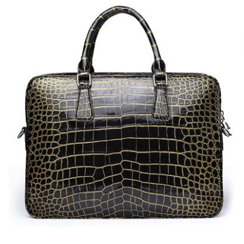 KEXIMA gete nuova nuova borsa in pelle di coccodrillo per uomo borsa da uomo in pelle di coccodrillo borsa da lavoro cartella in pelle di coccodrillo dorata