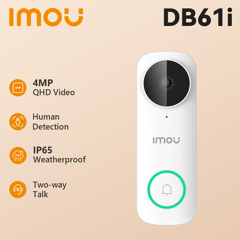 IMOU الجرس DB61i 2K 5G الفيديو المنزل الذكي السلكية ثقب الباب الفيديو للكاميرا جرس الباب للرؤية الليلية IP65 مانعة لتسرب الماء