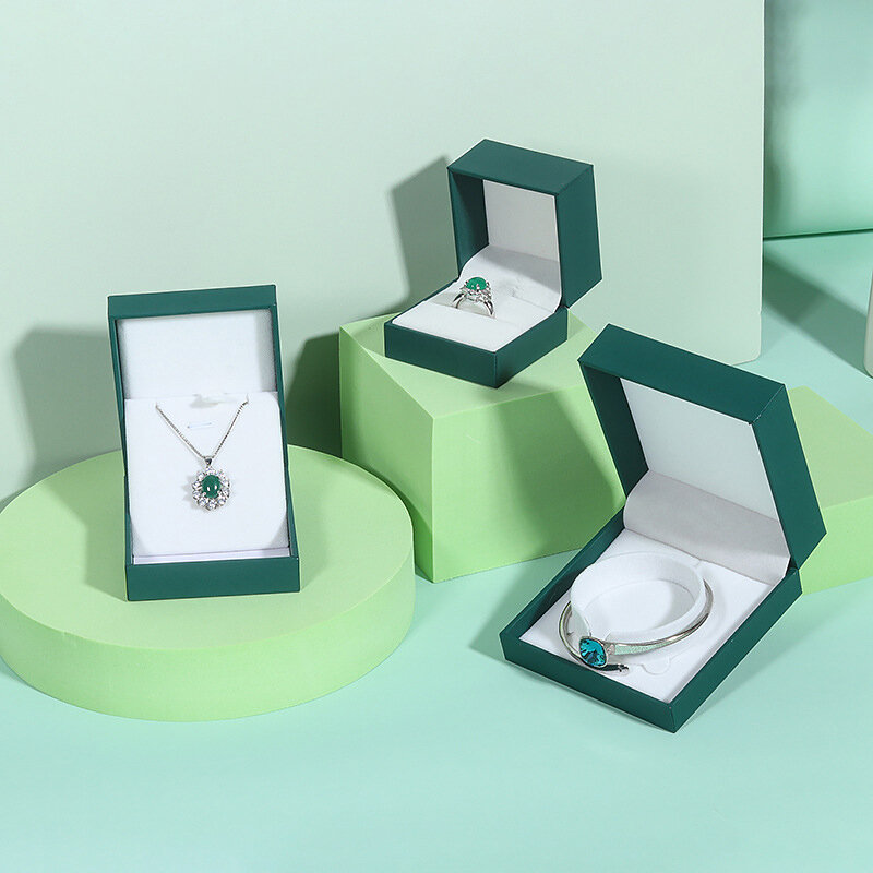 Kotak perhiasan kertas kulit baru kotak kemasan gelang kalung cincin liontin wadah pajangan buatan tangan hadiah pernikahan