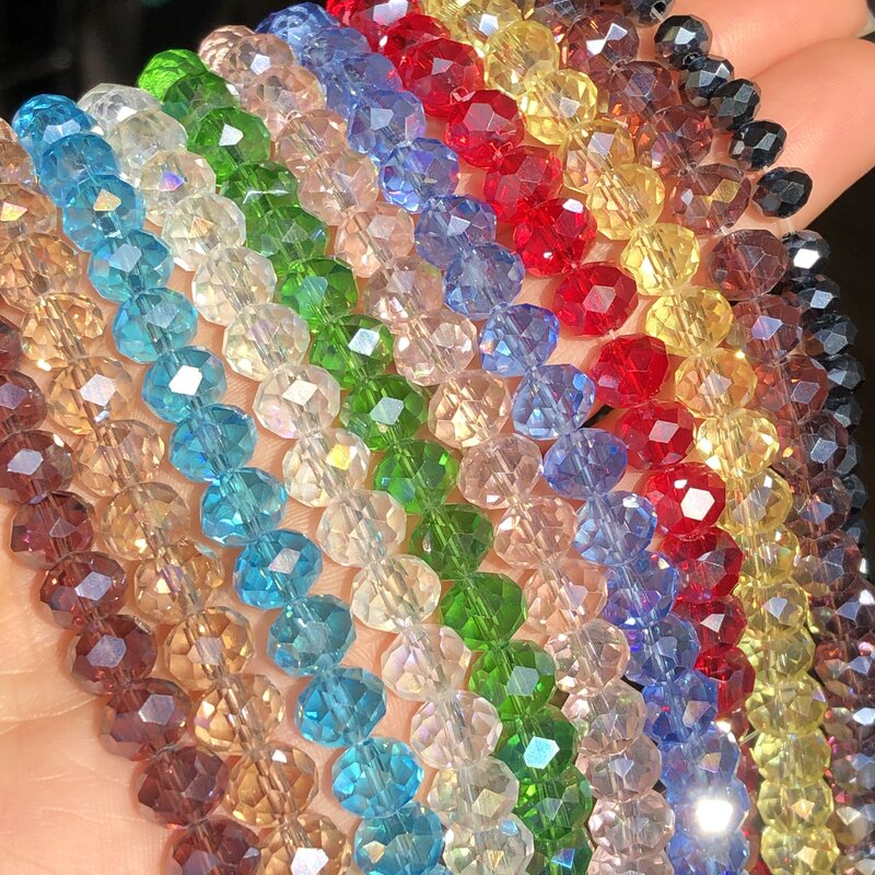3/4/6/8mm Austria Faceted Crystal Beads Rondelle Glass Beads Loose Spacer Beads For Jewelry Making DIY Bracelet Accessories