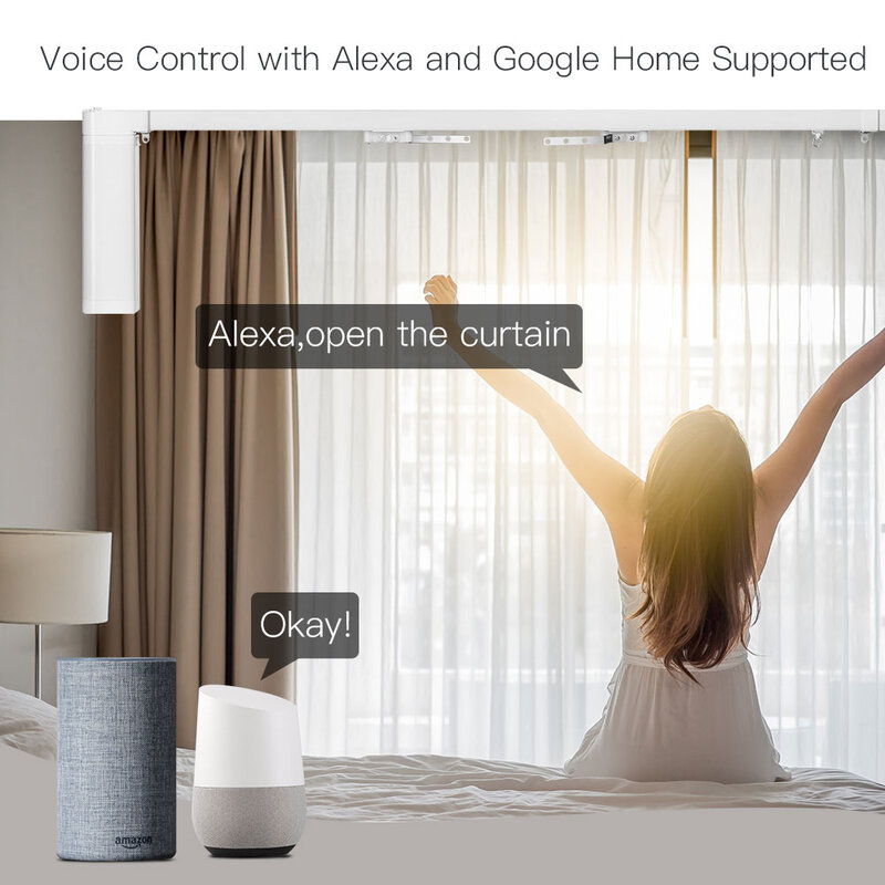 Moes-cortina de empalme motorizada con WiFi, Motor RF remoto, Control por aplicación, Tuya, Alexa y Google Home