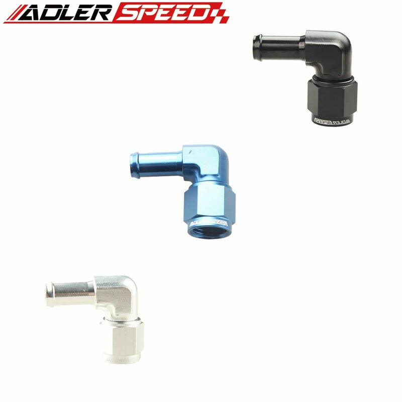 ADLERSPEED -8 AN Female Swivel To 1/2" 13mm 90 Degree Barb Adapter Fitting Black/Blue/Silver