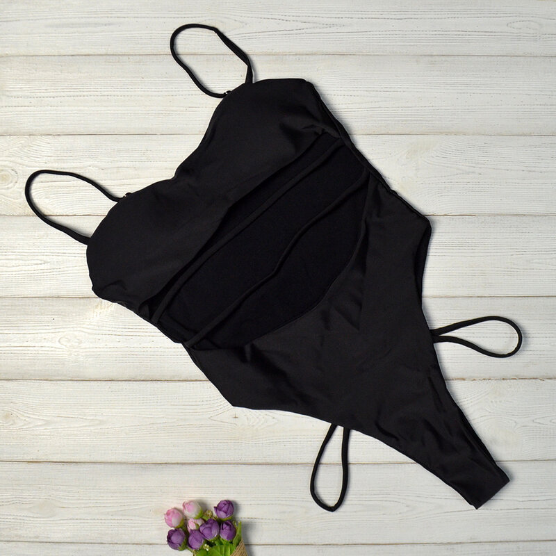 Nowy europejski i amerykański damski kombinezon kąpielowy bikini w kolorze czarnym