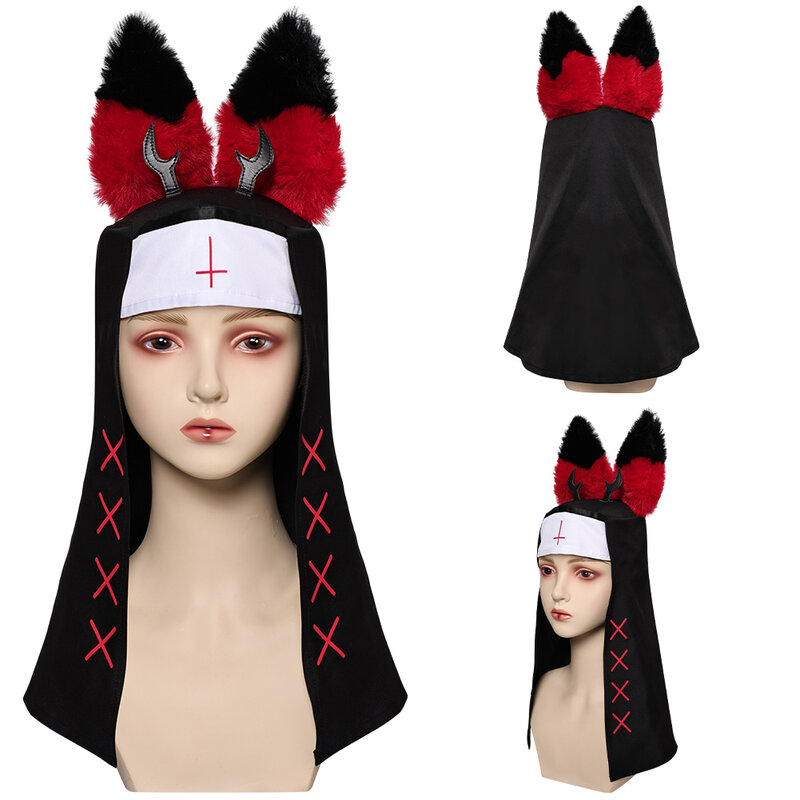 Kobiety zakonnica Alastor Cosplay kapelusz szata okulary pasuje do Anime Hazzbin Cartoon kostium hotelowy przebranie dorosła kobieta Halloween strój