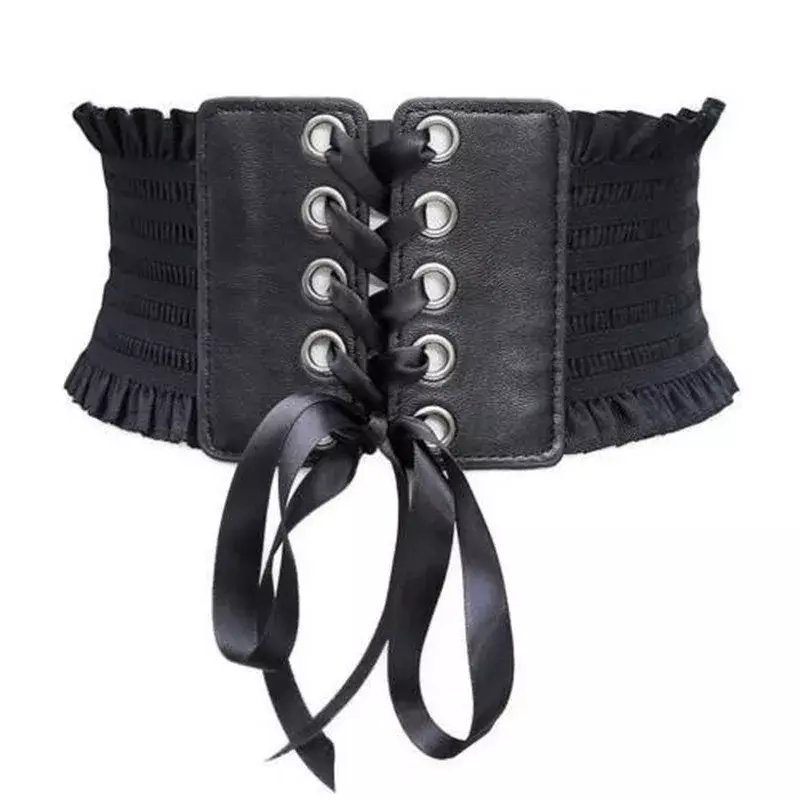 Cintura larga elástica preta feminina, couro PU Cummerbund, cinto de casaco para senhoras, cinto de design, novo design, 2023