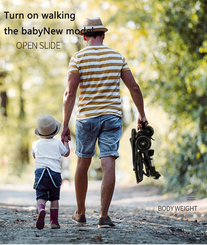 IMBABY Stroller bayi portabel, kereta dorong bayi ringan untuk bayi lipat empat roda kereta kursi dua arah