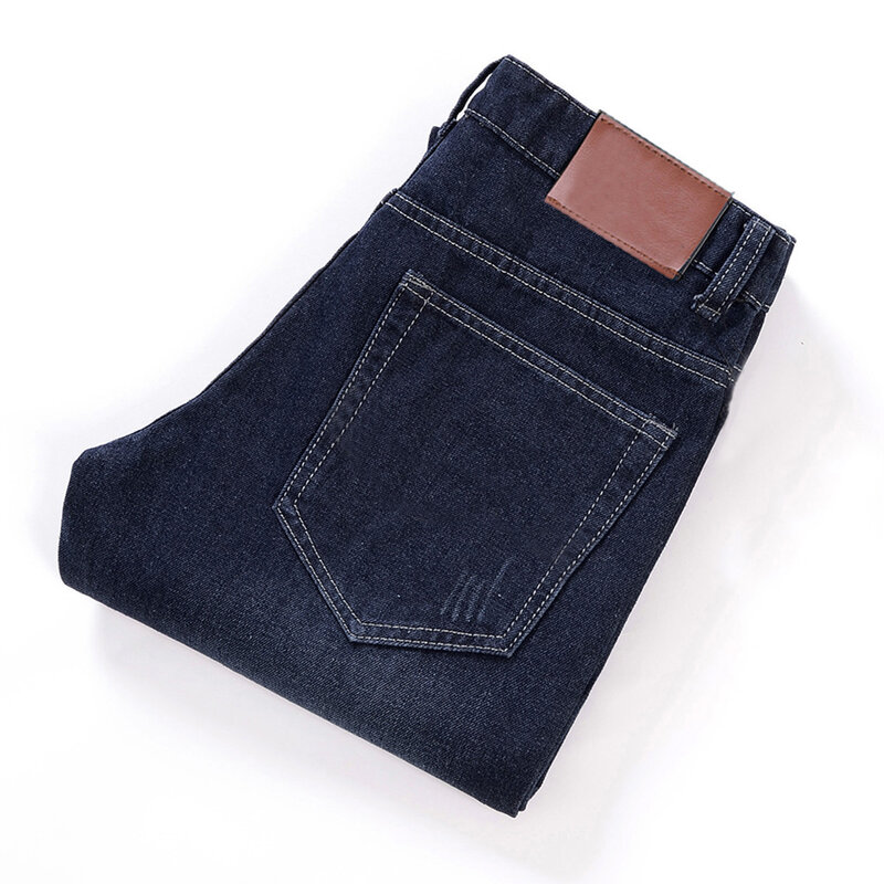 50% vendita calda uomo classico Casual Jeans a vita media Jeans dritti pantaloni lunghi pantaloni comodi