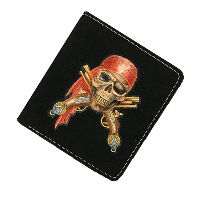 Artesanal de couro genuíno titular do cartão de motorista capa organizador cor preta crânio pirata carteiras diy tamanho personalizado