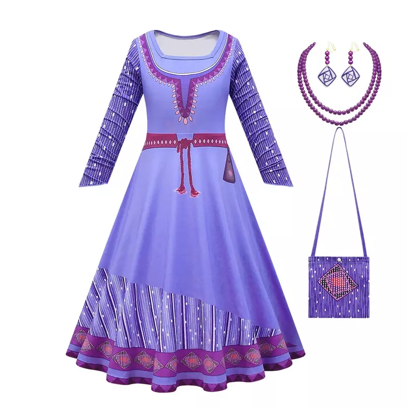 Wish Dress Up disfraz de Asha para niñas, vestido de fiesta de princesa de Halloween, traje de cumpleaños de carnaval, atuendo para niñas pequeñas