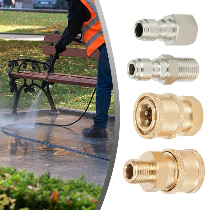 Brass Quick Pressure Washer Coupling Quick Release Adapter 1/4\\\" Male Male Fitting Cleaning Accessories Sprayer Connector