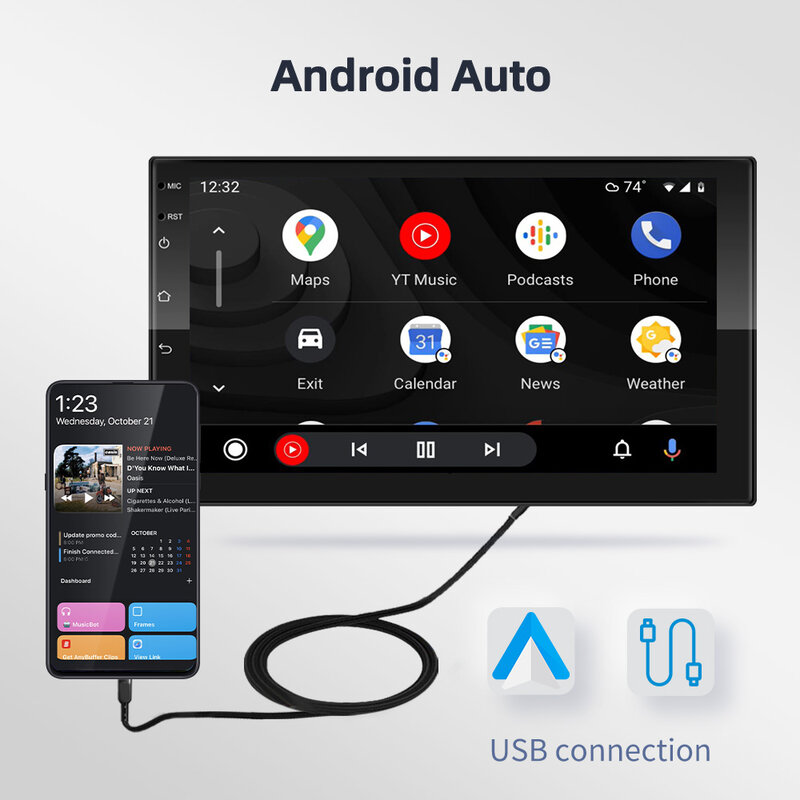 Podofo AI Android 2 Din Radio Mobil Multimedia GPS Player 8 + 128G Stereo Otomatis untuk Volkswagen Nissan Hyundai Kia Toyota LADA Ford