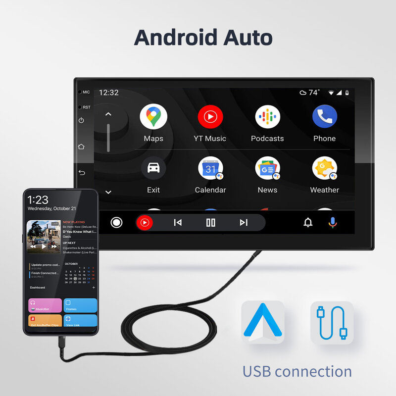 Podofo AI Android 2 Din Xe Ô Tô Đài Phát Thanh Đa Phương Tiện GPS Người Chơi 8 + 128G Tự Động Stereo Xe Volkswagen Nissan Hyundai kia Toyota LADA Ford