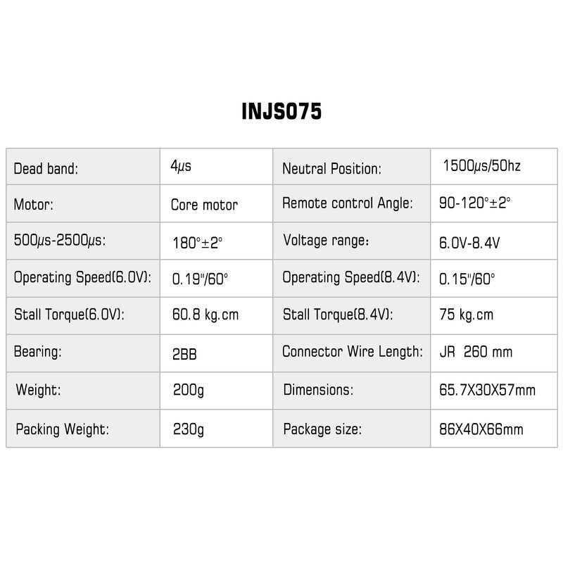 INJS075 Super Koppel 75Kg Digitale Servo Met 15T Metalen Hoorn Voor 1/5 Arrma Kraton Baja Rc Auto Onderdelen