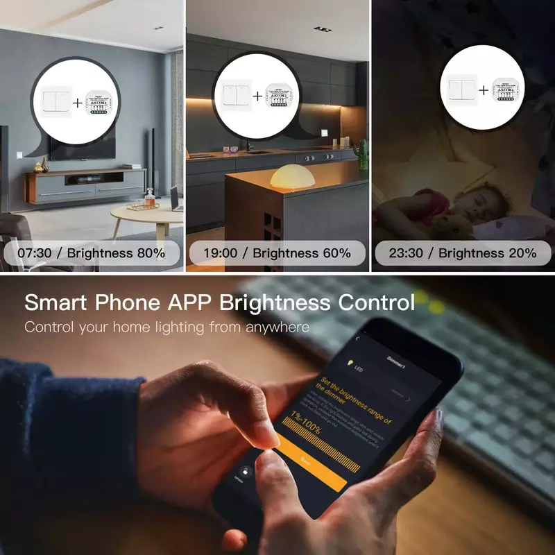 MOES-Módulo de interruptor de atenuación de luz para el hogar, minicontrolador inteligente de 1/2 entradas con aplicación Smart Life, Control por voz, compatible con Alexa y Google Home, Tuya ZigBee