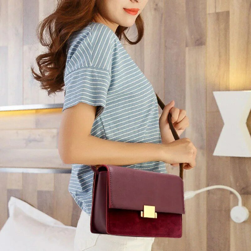 Top Design Casual Frauen Messenger Taschen Hohe Qualität Einfarbig Patchwork Klappe Handtaschen Für Women2023