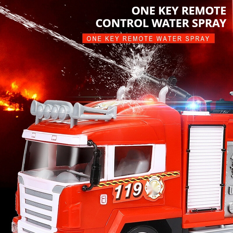 A Water Spraying Electric Remote Control Fire Truck Toy Simulated Electric Fire Truck Remote Control Car Toy Boy Birthday Gift
