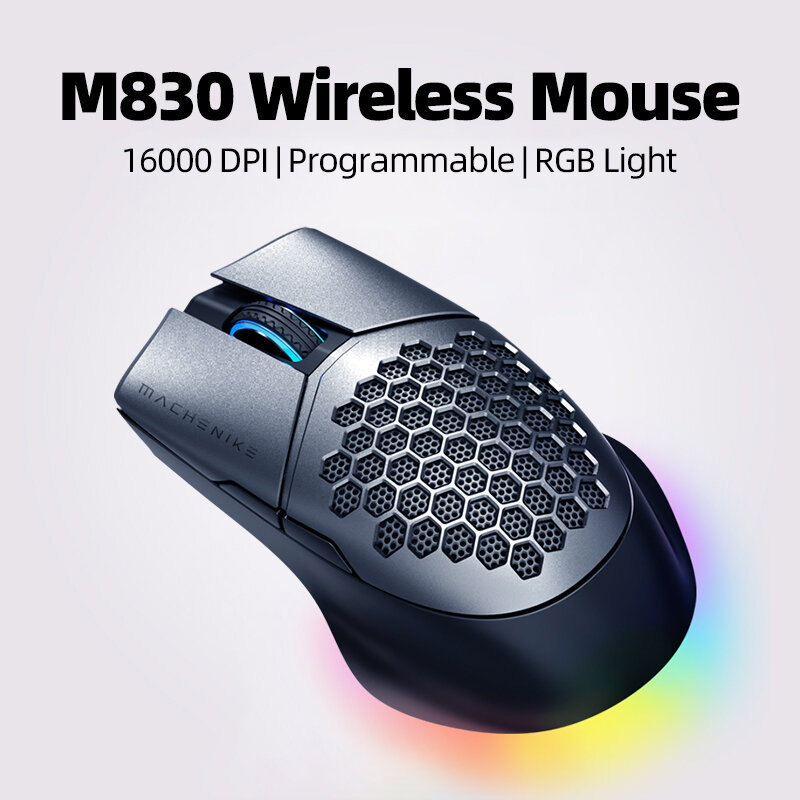 To M8 Mouse Gaming nirkabel RGB, Mouse Gamer dapat diisi ulang 85g, Mouse komputer PMW3335 16000DPI dapat diprogram