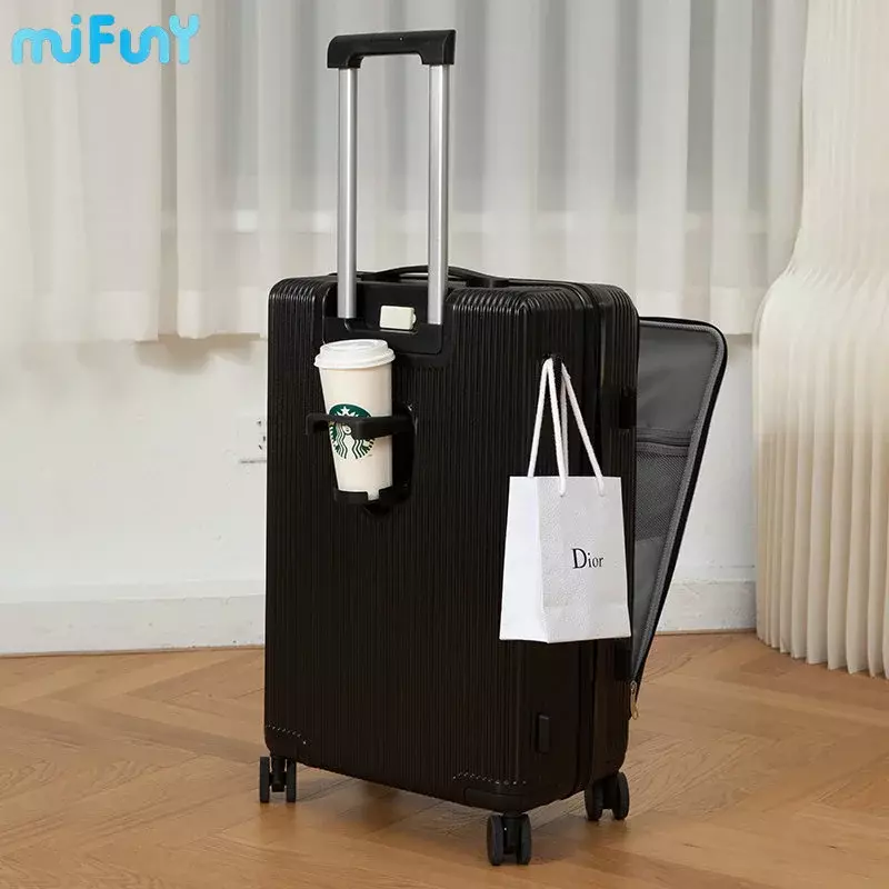 Mifuny Gepäckraum mit USB-Schnitts telle Front öffnung Trolley Fall Mode Reisekoffer mit Getränke halter Modell Passwort