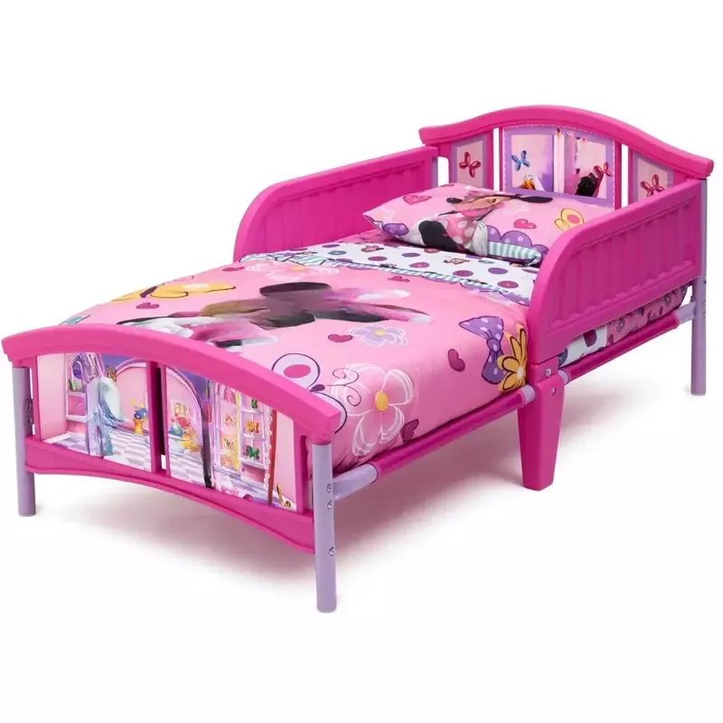 โครงเตียงเด็กเตียงพลาสติกสำหรับเด็กวัยหัดเดินสีชมพูของขวัญที่ดีที่สุดสำหรับเด็ก