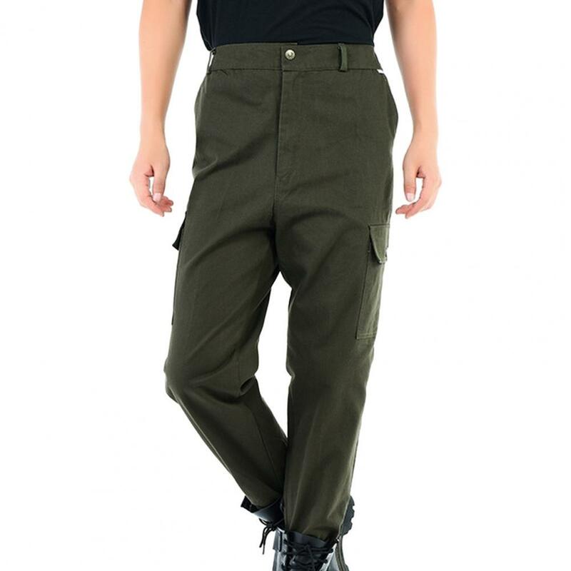 Męskie spodnie miękkie oddychające męskie spodnie Cargo z wiele kieszeni odporną na zużycie luźną spodnie robocze dla biegaczy męskie spodnie bojówki