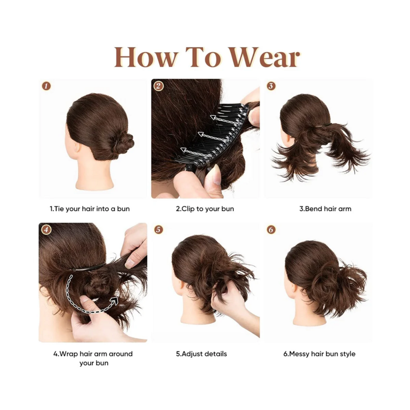 Messy Bun Hair Piece Side Comb Clip in Hair Bun Tousled Updo Hairpiece for Women Adjustable Tousled Updo E