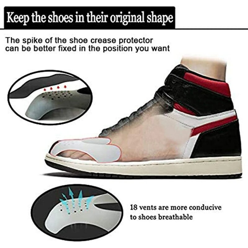 Pelindung karet Anti kerut, 20 buah/10 pasang sepatu Anti kerut pelindung untuk Sneakers pembengkokan tutup jari kaki mendukung sepatu olahraga proteksi Anti lipat