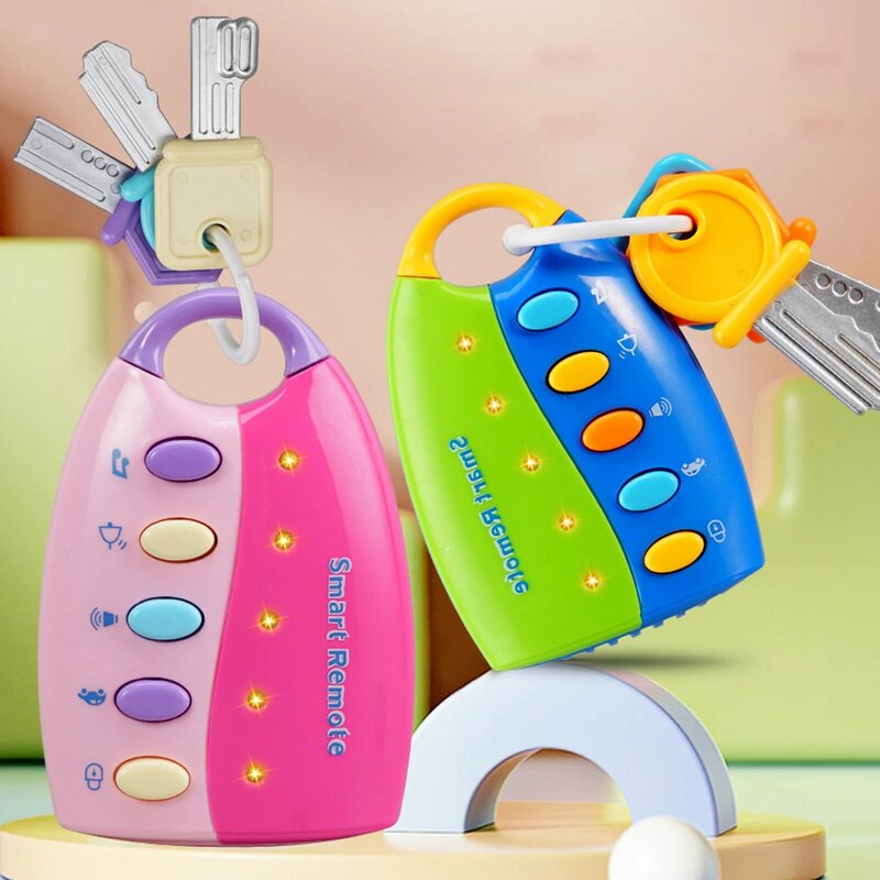 Baby Car Keys Toy Educational Learning Sensory Portable with Sound and Lights Educational Key Toys Remote Key Toy for Baby Kids