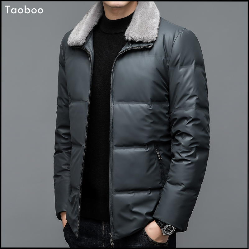 2022 inverno casual moda masculina casacos de couro sintético novo estilo vintage acolchoado gola de pele parkas canadá à prova de vento para baixo jaqueta