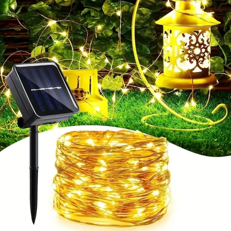 Lampu LED tenaga surya, lampu tali peri taman luar ruangan, dekorasi Tahun Baru, lampu taman, LED tenaga surya, 7m/12m/22m/32m