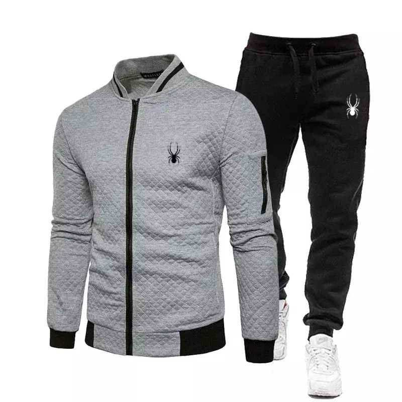 2024 Spring and Autumn Men's Set Brand Fashion Zipper Jacket+Pants 2-Piece Men's Casual Jogging Sportswear Set