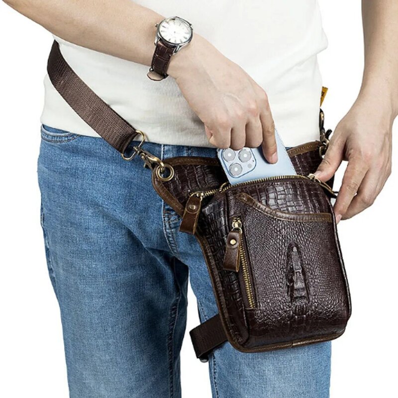 Поясной кошелек в байкерском стиле для мужчин и женщин, забавная сумочка на бедро из крокодиловой кожи, клатч на плечо с прямыми штанинами