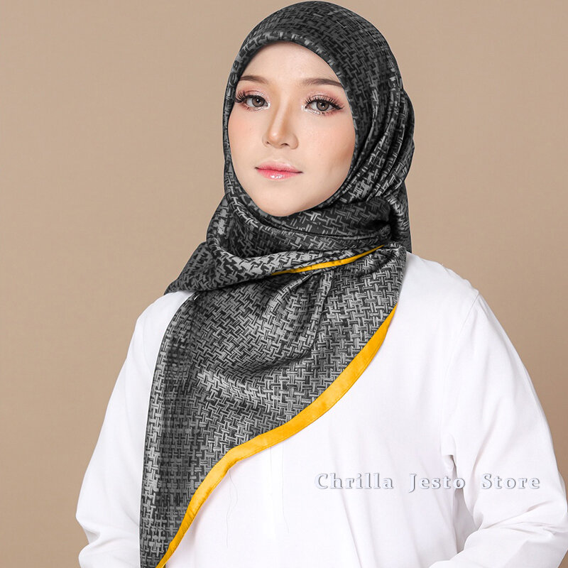 Ladies Spring Autumn Simple Design Imitated Silk 110x110cm Square Decoration Scarf Hijab