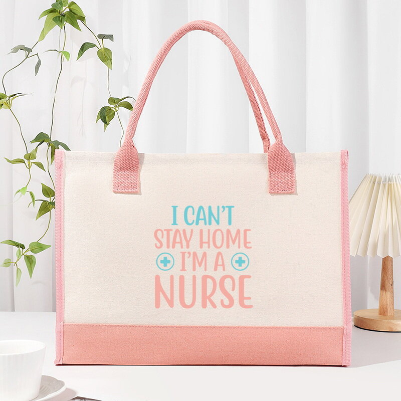 Nurse's Day Colorful Printed Fashion Canvas Women's Handbag Large Capacity One Shoulder Casual Beach Bag Interior Waterproof