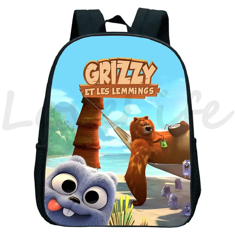 Mochila impermeável para crianças, Grizzy e Lemmings, sacos de jardim de infância, mochila infantil, mochilas de anime dos desenhos animados, mochila escolar para meninos e meninas